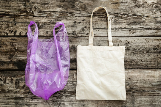 Bag canvas fabric for mockup blank template on wooden background. Zero waste. Ecology and Environmental Save World Concept,No plastic bags.Handmade shopping bags,textile glocery bag, multi-use bag.