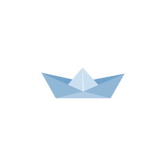Paper Ship icon, paper marine icon. Yacht, sailboat, boat sign, symbol. Blue marine. Paper ship travel concept.