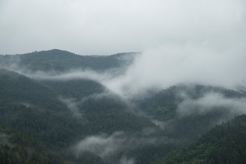 Mountains between mists.