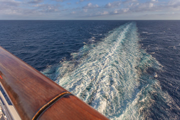 Wake left by a cruise ship in the Aegean sea