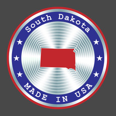 Made in South Dakota seal or stamp. Round hologram sign for label design and national marketing.