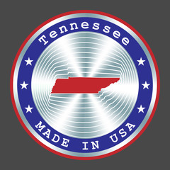 Made in Tennessee seal or stamp. Round hologram sign for label design and national marketing.