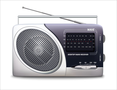 Radio retro icon. Realistic illustration. Isolated on a white background. Vector.
