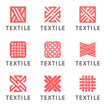 Set of vector logo design for shop knitting, textile