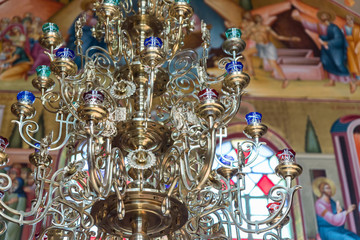 Interior of the Greek Orthodox monastery of the twelve apostles in Capernaum (Cafarnaum) located on the coast of the Sea of Galilee - Kinneret, Israel