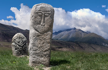 A stone headstone from the ancient world of the nomads. The original name of the monument -...