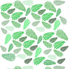 Seamless vector pattern of tropical green leaves on a white background. Beautiful nerd print for fabric