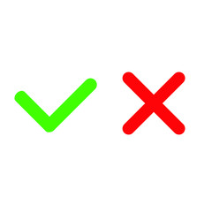 Green check mark and red X mark icons.  yes, no icon