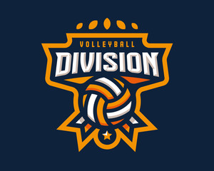 Obraz premium Volleyball logo design, emblem tournament template editable for your design.