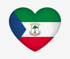 Heart Shaped National Flag of Equatorial Guinea. I Love My Country. Vector Illustration