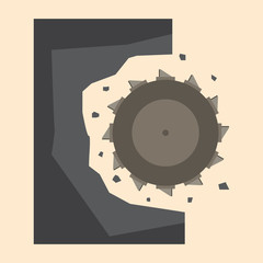 Diamond disc for stone cutting - vector icon. Industrial stone cuts