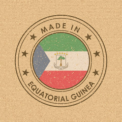 Flag of Equatorial Guinea. Round Label with Country Name for Unique National Goods. Vector