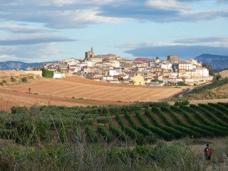 Población de Cirauqui, por donde pasa el Camino de Santiago en la comunidad de Navarra, España