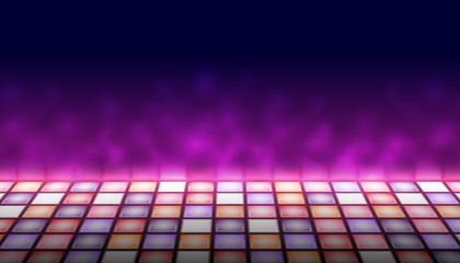 Illuminated dance floor a background vector illustration, 80s retro style disco empty dance floor, night club, party, music contest design element, an artistic performance surface template