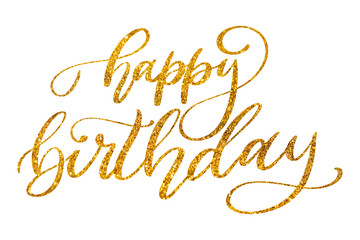 Fototapeta na wymiar Happy birthday hand lettering isolated on white background.