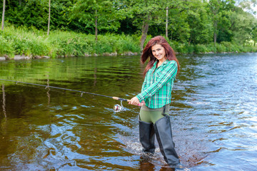 Fototapeta na wymiar woman fishing