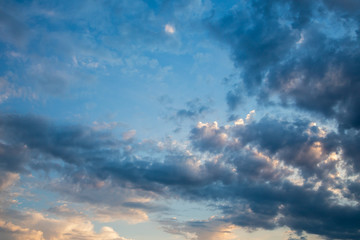 Obraz premium Natural background with sky and clouds. Dramatic sky with clouds. Dark sky with Cumulus clouds.