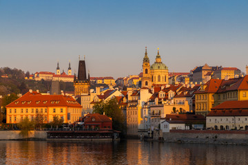 Naklejka na ściany i meble Panorama of Hradcany at sunrise, Czech Republic