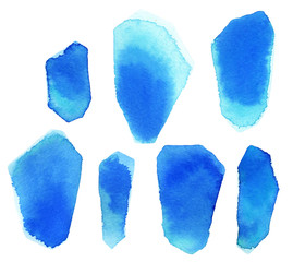 Set of watercolor gemstone shapes on white