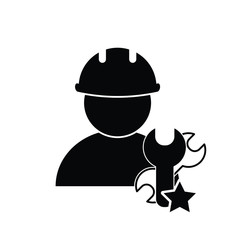 Man with hard hat. Engineer Icon.  repair, fix  sign