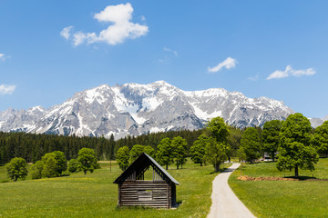 Fototapeta na wymiar Dachstein and landscape near Ramsau, Austria