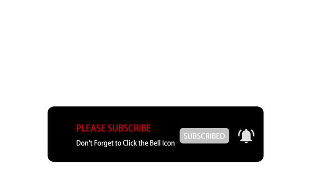 Notification: Please Subscribe and Don't Forget to Click the Bell Icon. Animation of Social Network on White Background with Black Cursor