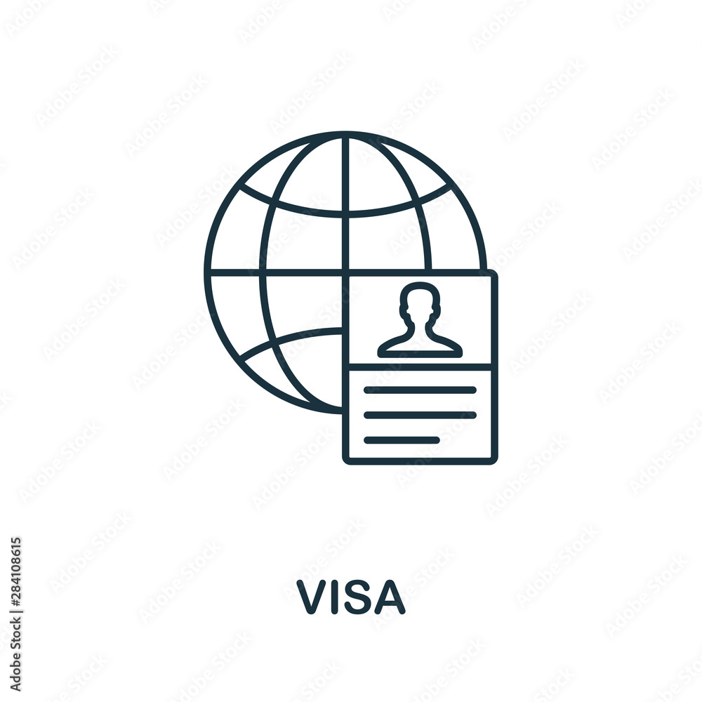 Poster visa outline icon. thin line concept element from tourism icons collection. creative visa icon for m