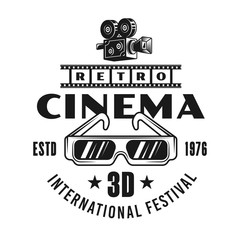 Cinema festival vector emblem, label, badge, logo