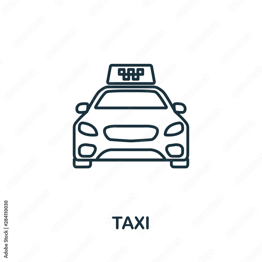 Poster taxi outline icon. thin line concept element from tourism icons collection. creative taxi icon for m