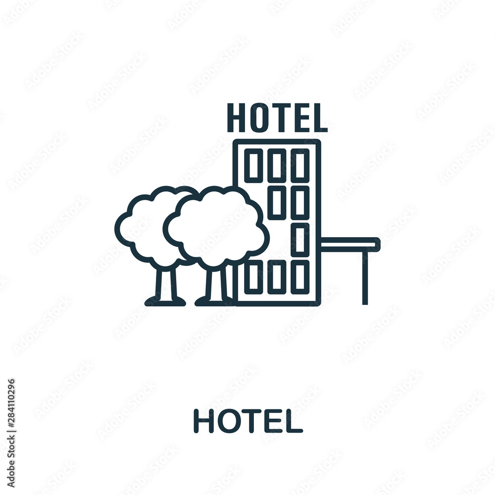 Poster hotel outline icon. thin line concept element from tourism icons collection. creative hotel icon for