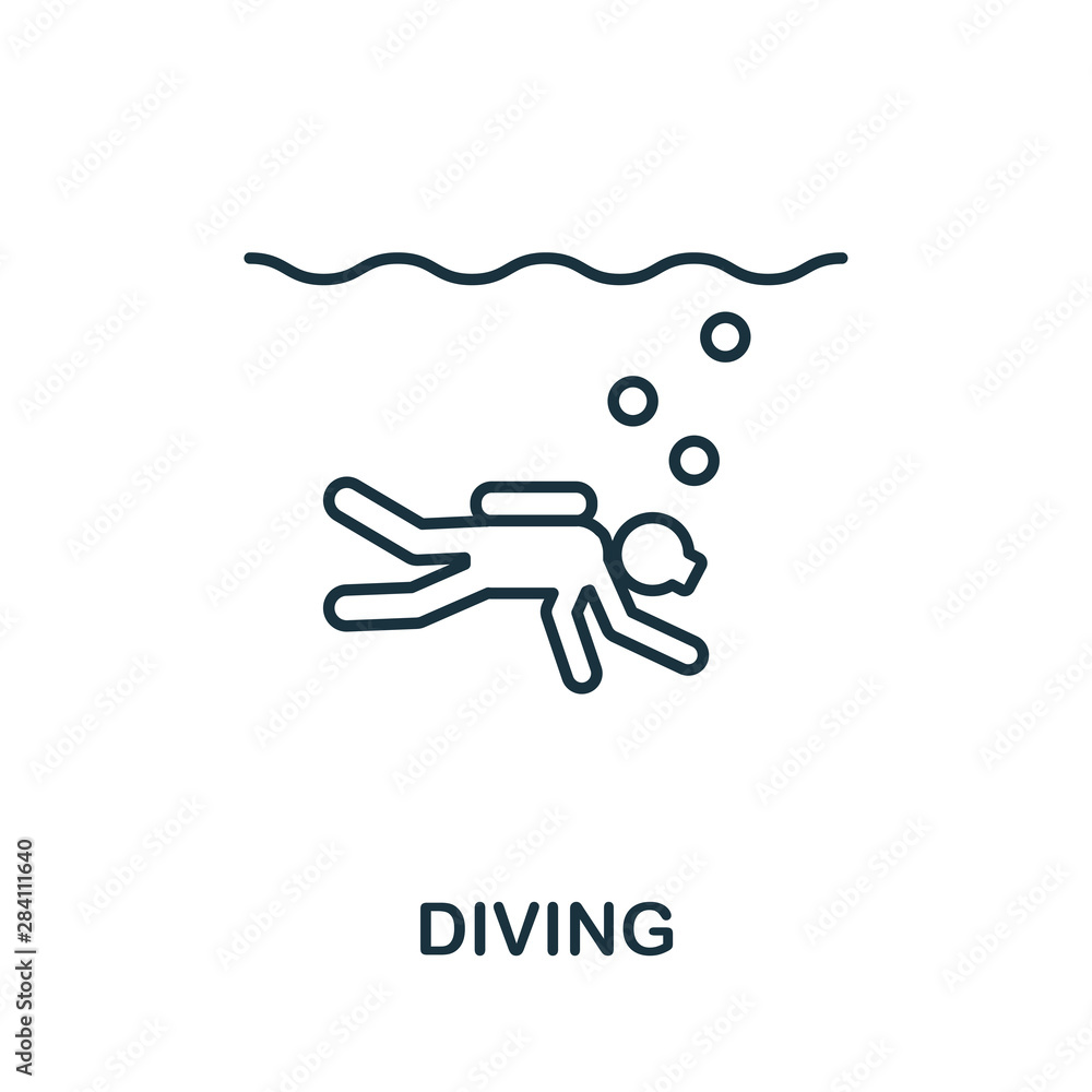 Poster diving outline icon. thin line concept element from tourism icons collection. creative diving icon f