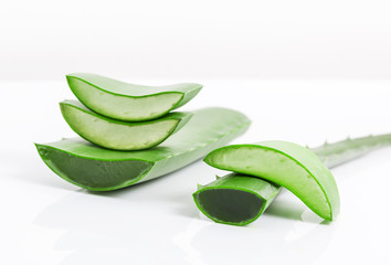 Aloe vera. Closeup, Herbal, White background
