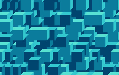repeatable 3d pattern with blue/turquoise cubes free in space