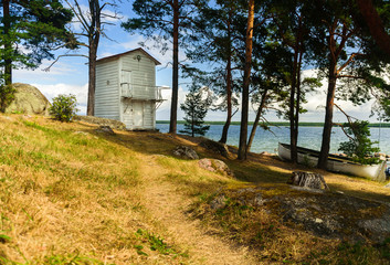 Old wooden lighthouse at north of Estonia