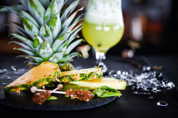 fresh pineapple lemonade with home made honey