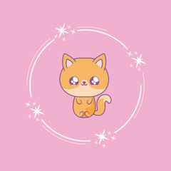 cute fox baby animal kawaii style
