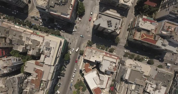 Thessaloniki streets. flight over the roofs. view of the city of Thessaloniki Greece. View from drone 4k