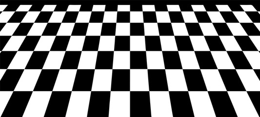 Obraz premium Optical illusion. Abstract 3d black and white background. Chess board.