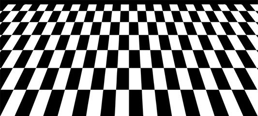 Obraz premium Optical illusion. Abstract 3d black and white background. Chess board.