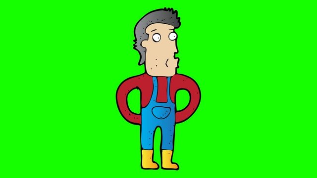 animated farmer character . green screen 2D animation