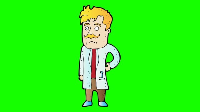animated doctor character . green screen 2D animation
