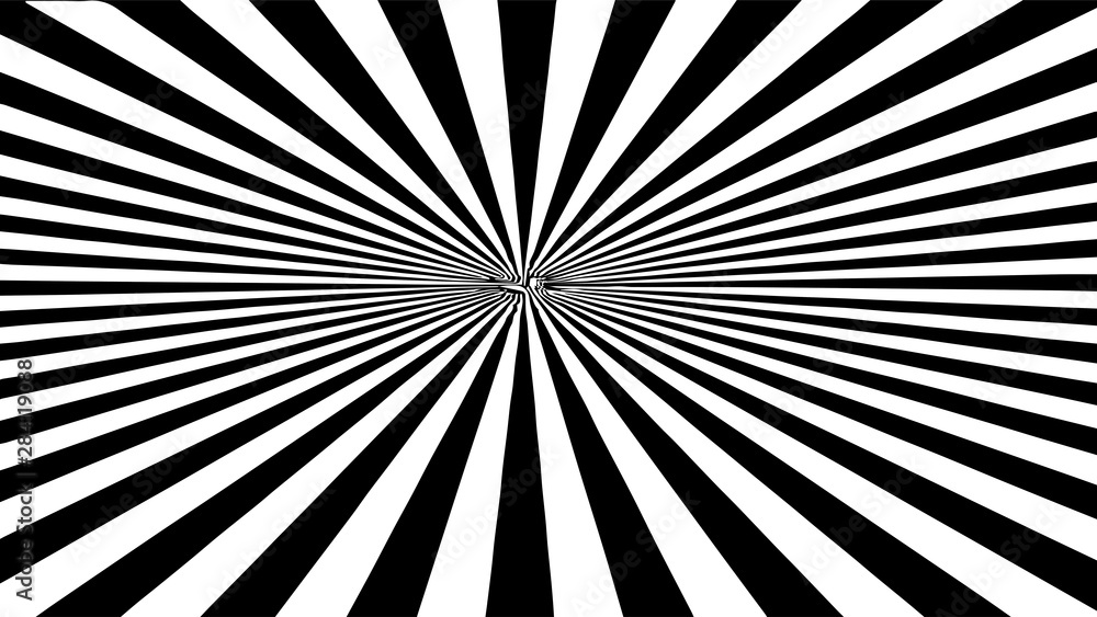 Poster optical illusion. deception. abstract futuristic background from black and white stripes. vector.