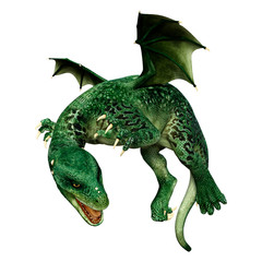 3D Rendering Fairy Tale Dragon on White