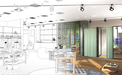 Naklejka premium shopping mall, interior visualization, 3D illustration