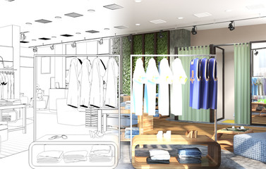 shopping mall, interior visualization, 3D illustration