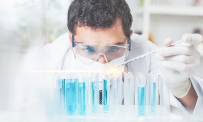 Scientist man working at the laboratory