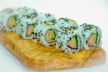 Home made fresh sushi on a plate