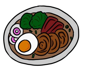 cartoon ramen japan food on white background