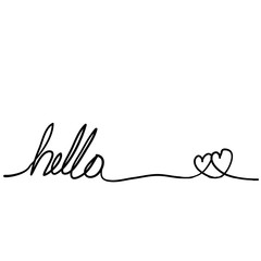 handwritten hello phrase word with continuous line style doodle