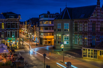 Trails of light on a Dutch city road